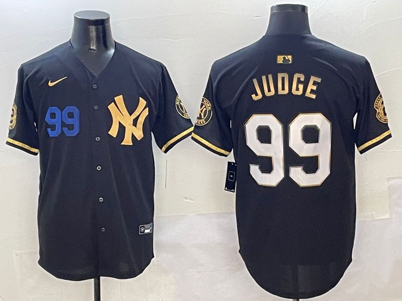 Men New York Yankees #99 Judge Black Gold Five generations Nike 2025 MLB Jersey style 6